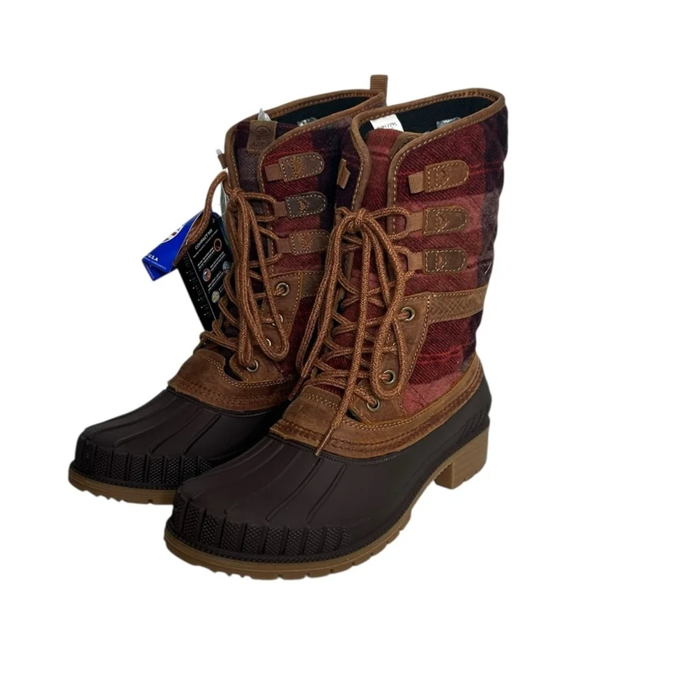KAMIK Sienna 3 Winter Lace Up Waterproof Boots Dark Brown Plaid Women's Size 9